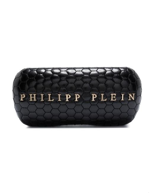 Philipp Plein Black Logo-engraved Square-frame Sunglasses
