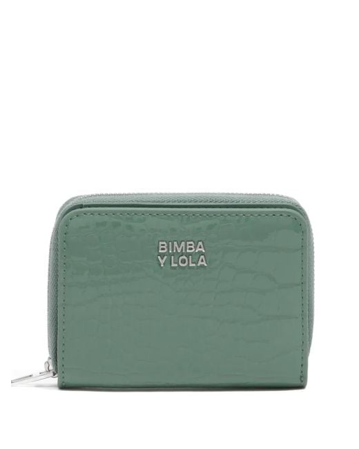 Portafoglio Con Effetto Coccodrillo E Zip A Giro di Bimba Y Lola in Green
