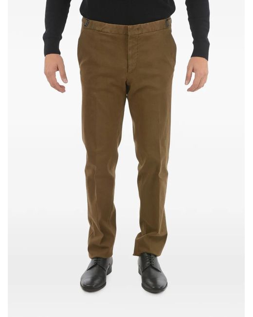 Corneliani Green Belt-Loops Flat-Front Trousers for men