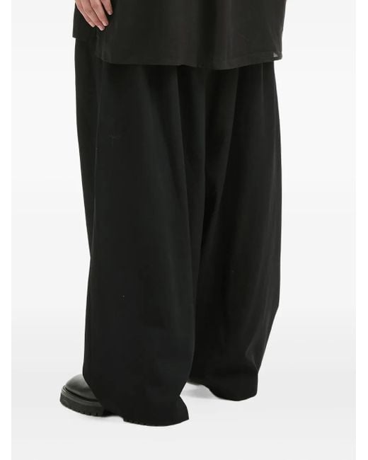 Yohji Yamamoto Black Pleated Wool Trousers for men