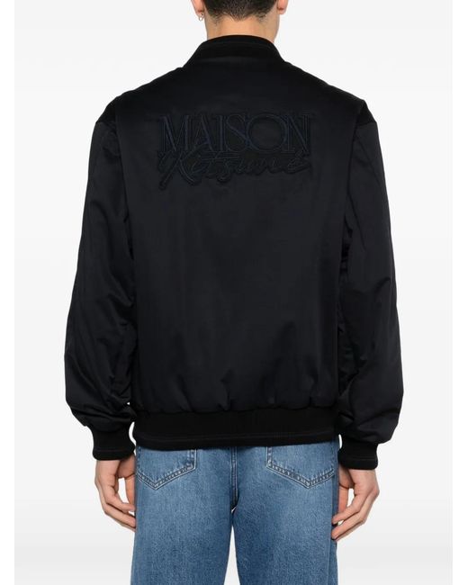 Maison Kitsuné Black Buttoned Bomber Jacket for men