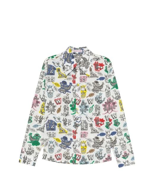 Walter Van Beirendonck White All-Over Graphic Print Shirt for men