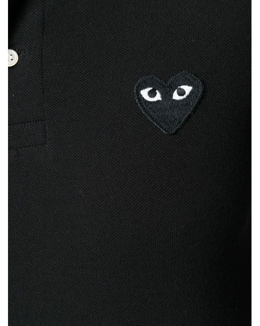 COMME DES GARÇONS PLAY Black Embroidered Heart Polo Shirt