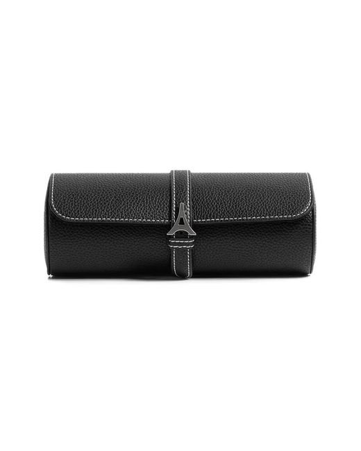 Manière De Voir Black Fred Pebbled Leather Contrast Stitch Watch Roll