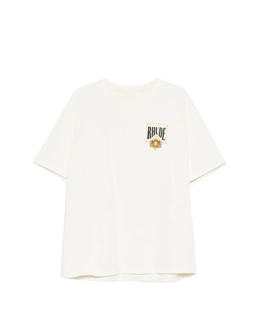 Rhude White Logo-Print T-Shirt for men