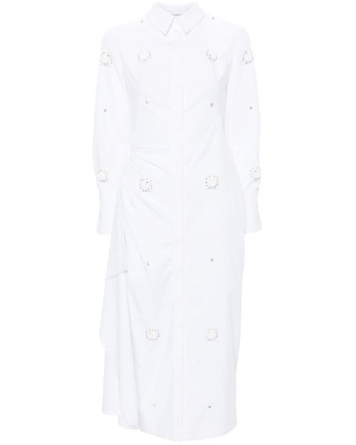 Huishan Zhang White Tatiana Crystal-embellished Shirt Dress