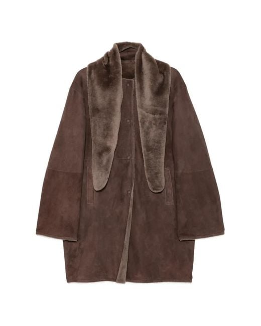 Manzoni 24 Brown Shearling-Collar Coat