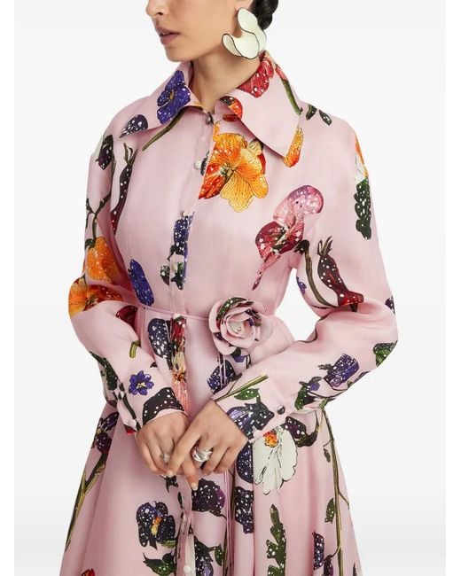 LEO LIN White Josephine Floral-Print Button Maxi Dress