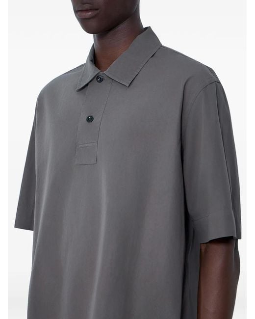 Margaret Howell Gray Boxy-Fit Cotton-Poplin Polo Shirt for men