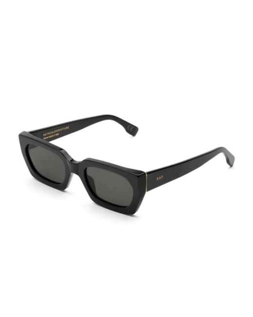 Retrosuperfuture Black Rectangle-Frame Sunglasses
