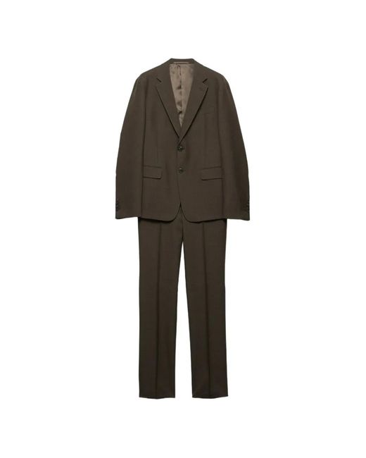 Prada Green Single-Breasted Wool Suit for men