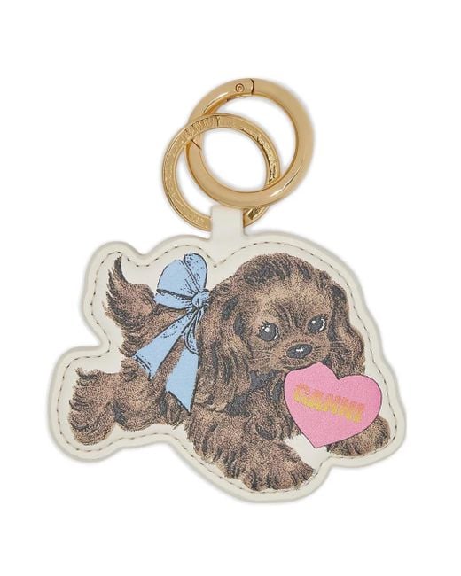 Ganni Metallic Puppy Keyring