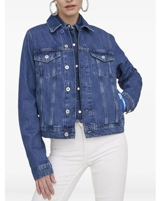 Karl Lagerfeld Blue Logo-Patch Denim Jacket