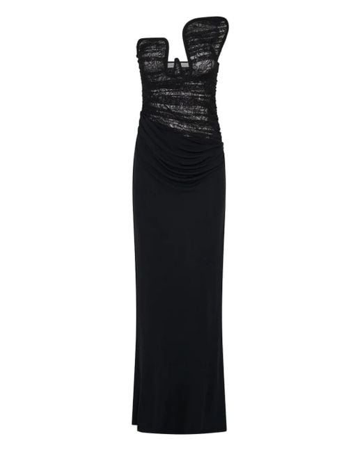Christopher Esber Black Salacia Lace-Panelled Maxi Gown