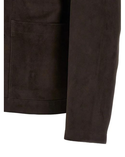 Giorgio Brato Black Fiore Suede Jacket for men