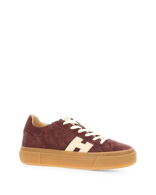 Hogan Brown H705 Logo-Patch Sneakers