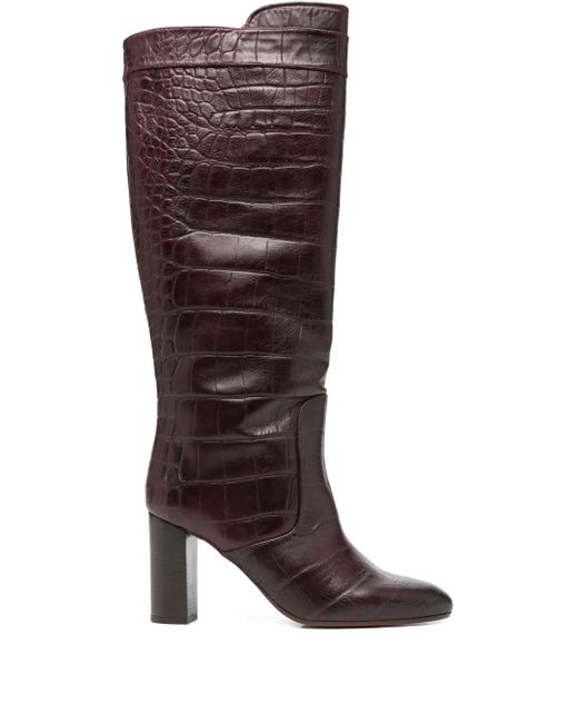 85Mm Eybal Crocodile-Effect Block-Heel Boots di Chie Mihara in Brown