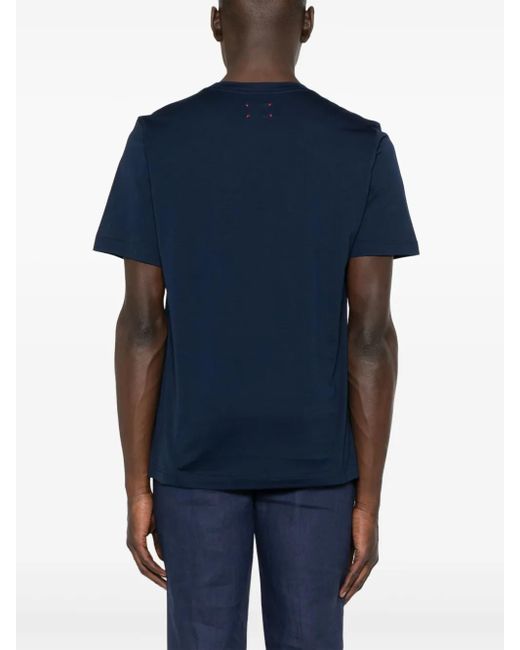 Kiton Blue Logo-Embroidered T-Shirt for men