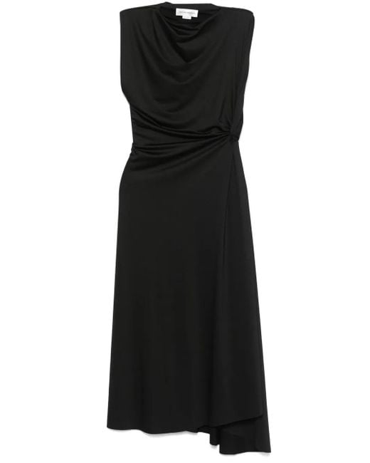 Victoria Beckham Black Asymmetric Drape Midi Dress