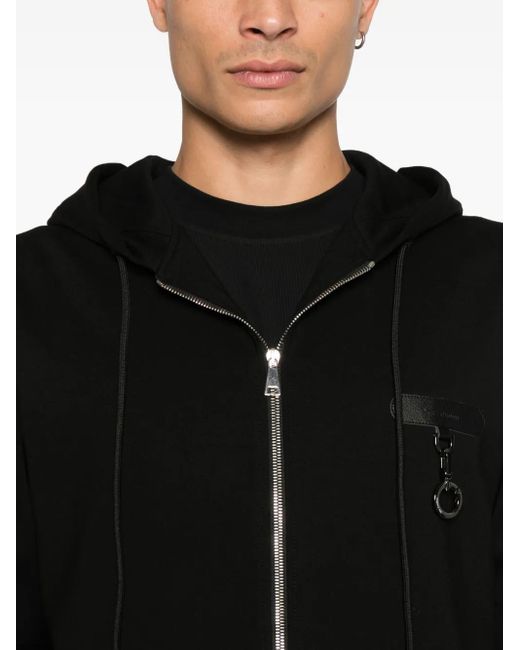 Yes London Black Logo-Patch Zip-Up Hoodie for men