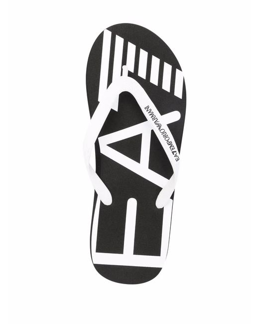 EA7 White Logo-Print Flat Flip Flops for men