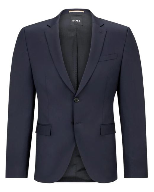 Boss Blue Virgin-Wool Single-Breasted Blazer for men