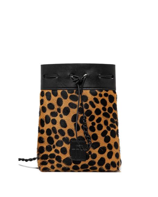 Forte_forte Black Animal-Print Drawstring Bucket Bag