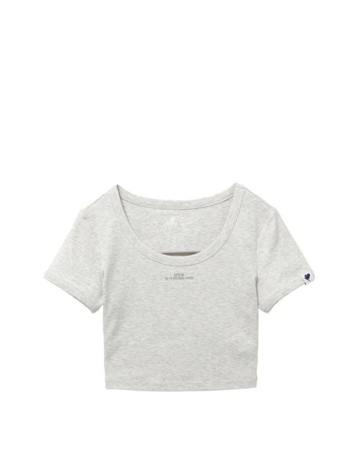 AAPE BY A BATHING AP White Logo-Printed Cropped T-Shirt