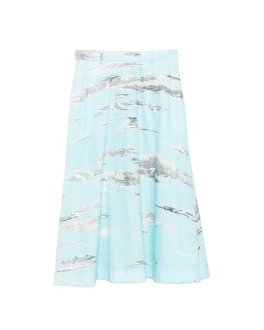 Moschino Blue Jupe Mi-Longue En Coton À Imprimé Nuage