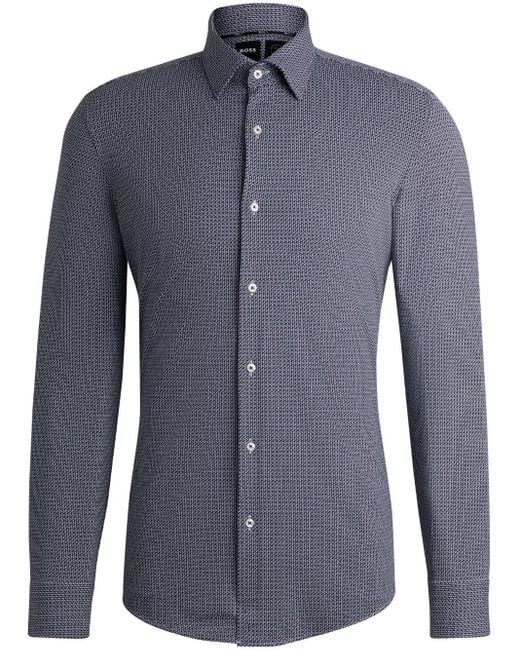 Boss Overhemd Met Geometrische Print in het Blue voor heren