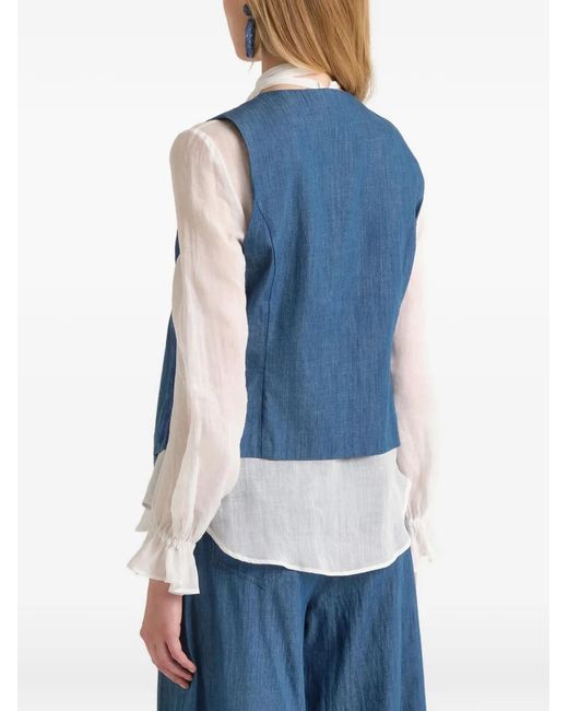 Maliparmi Blue Ikat On Chambray Vest