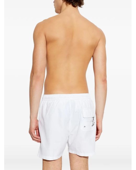 Paul & Shark White Logo-Print Swim Shorts for men