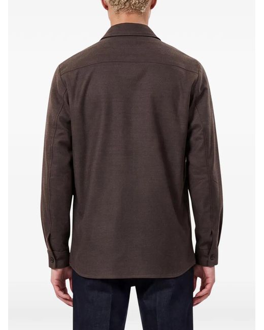 Briglia 1949 Brown Button-Up Pocket-Detail Jacket for men