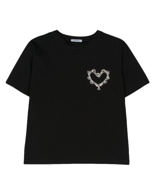 T-shirt en coton à ornements en cristal Parlor en coloris Black