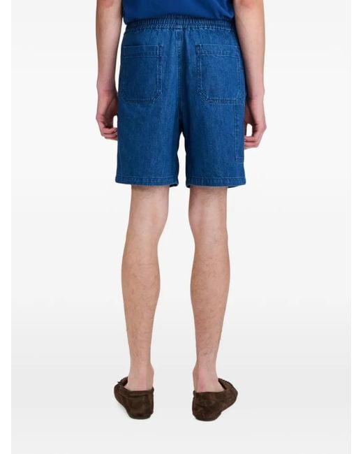 A.P.C. Blue Pleated Elasticated-Waist Shorts for men