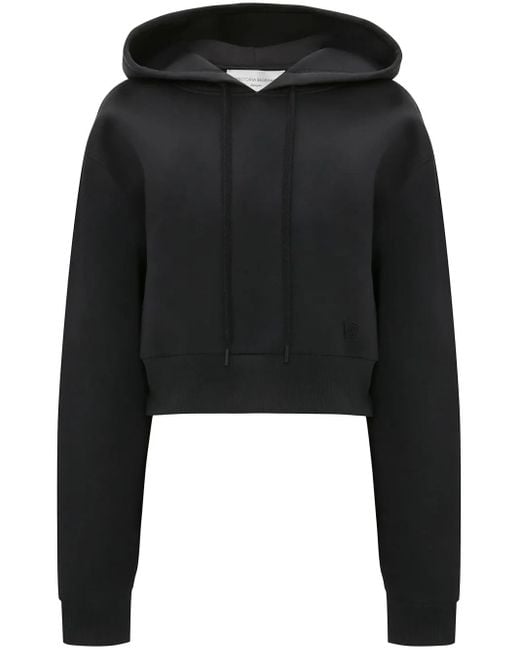 Victoria Beckham Black Logo-Embroidered Cotton-Blend Hoodie