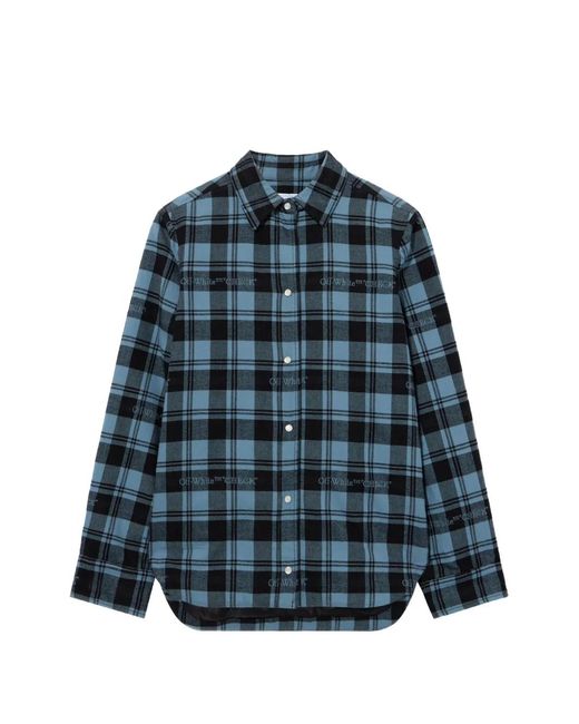 Off-White c/o Virgil Abloh Blue Check-Print Padded Shirt