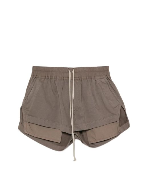 Rick Owens Gray Drawstring Layered-Effect Shorts