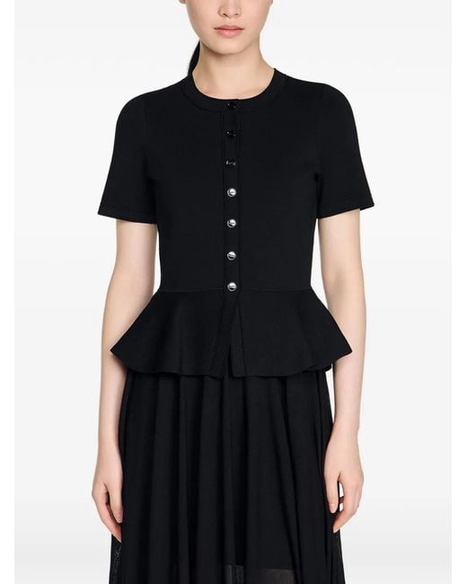 Sandro Black Peplum Knit Dress