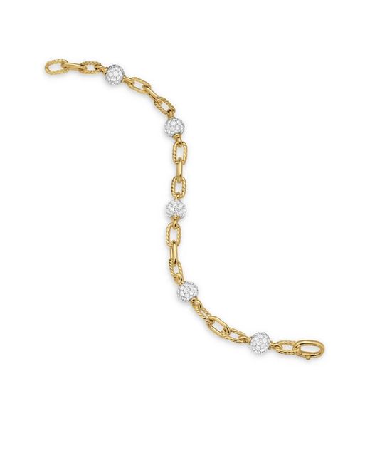 David Yurman Metallic 18Kt Dy Madison Beaded Diamond Bracelet (6Mm)