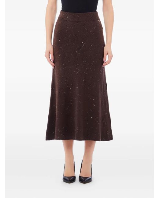 Liu Jo Brown A-Line Midi Skirt