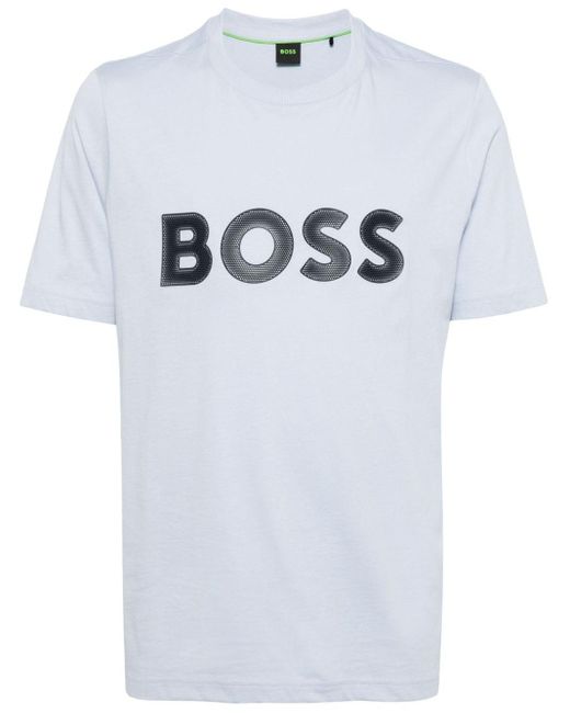 Camiseta con logo estampado Boss de hombre de color White