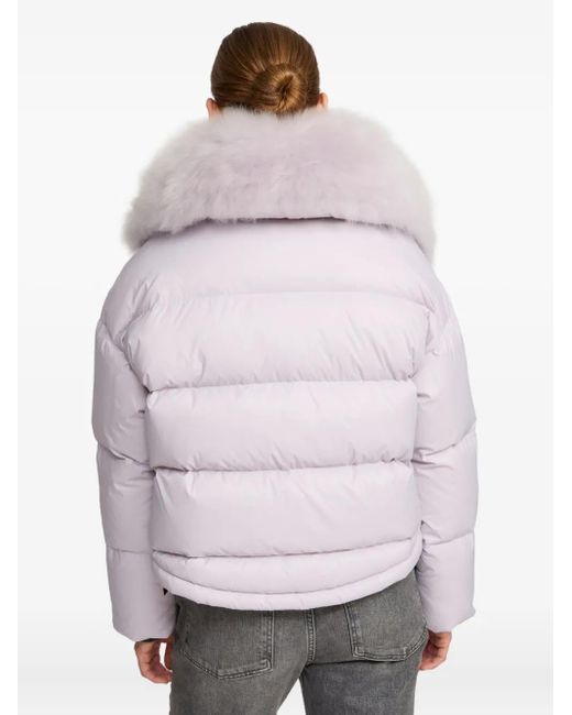 Yves Salomon Pink Removable-Collar Puffer Jacket