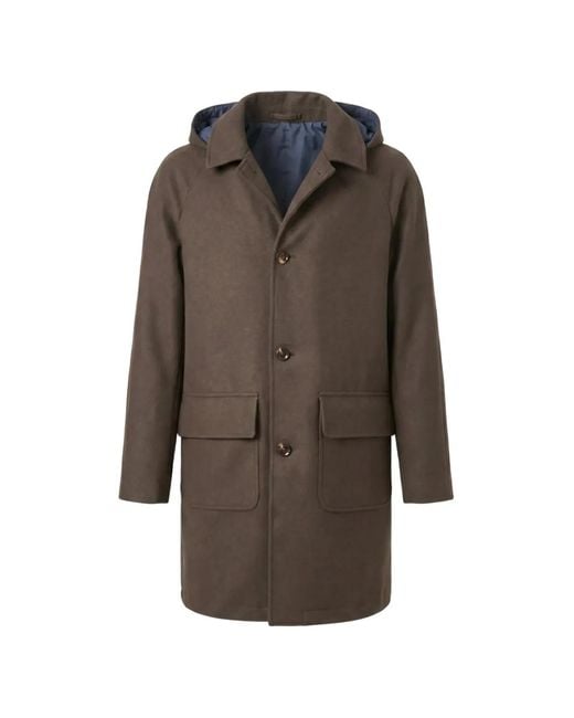 KIRED Brown Cusna Reversible Hooded Coat for men