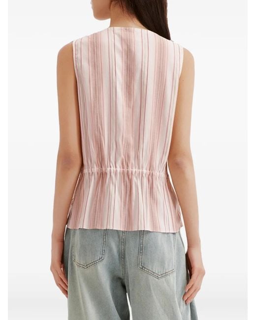 B+ AB Pink Striped Ruffled Top