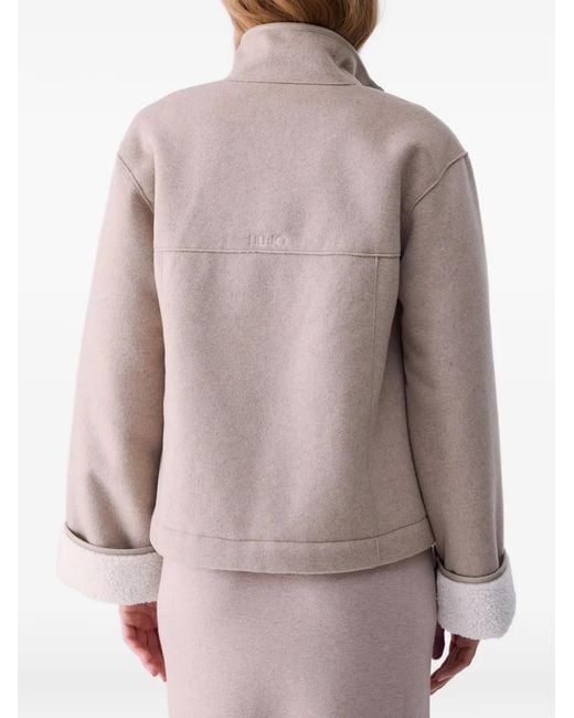 Liu Jo Natural Boxy Synthetic Shearling Coat