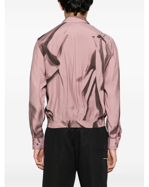 Paul Smith Pink Abstract-print Zip-up Shirt for men
