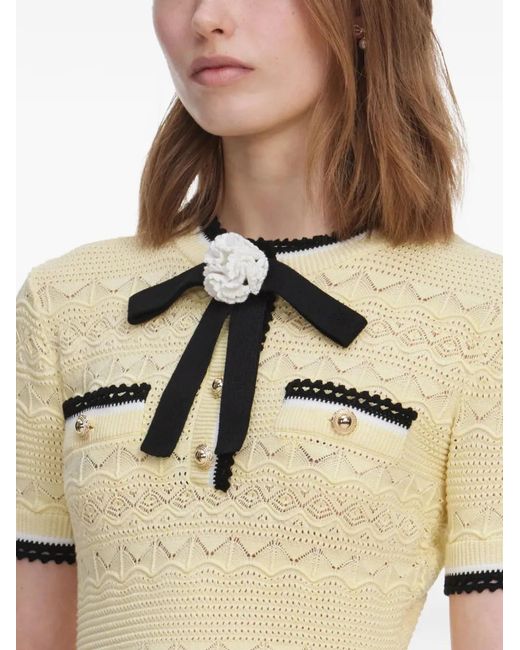 Self-Portrait Natural Knitted Midi Ress