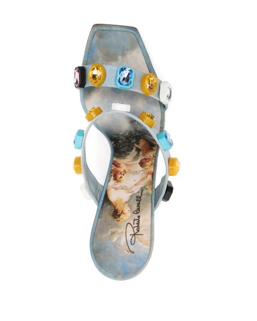 Roberto Cavalli Metallic Wild Leda Print Sandals