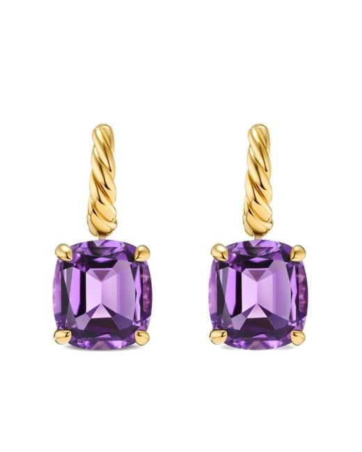 David Yurman Purple 18Kt Marbella Amethyst Drop Earrings